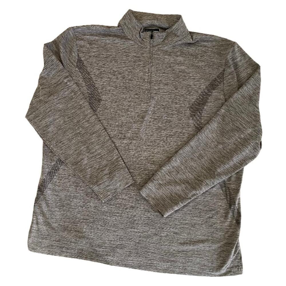 PGA TOUR Mens Heathered Gray/Tan 1/4 Zip Long Sleeve Pullover Golf Shirt XL